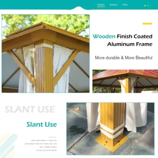 EROMMY 16 Ft. W x 12 Ft. D Aluminum Patio Gazebo image {7}