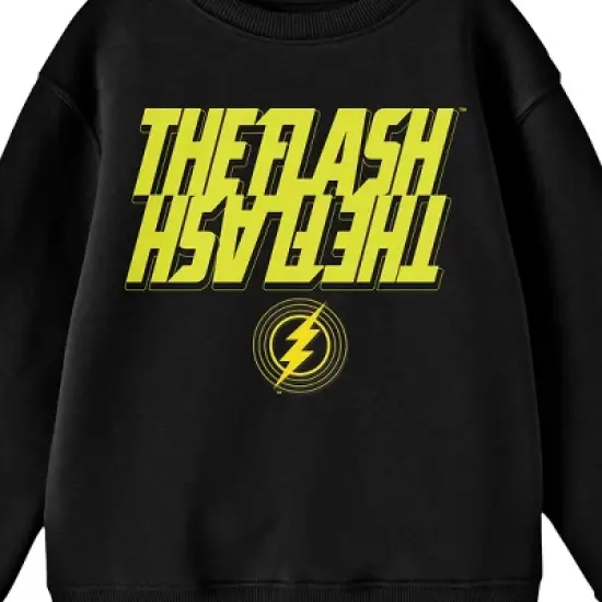 The Flash Movie Reflective Title Art Crew Neck Long Sleeve Black Youth Sweatshirt image {1}