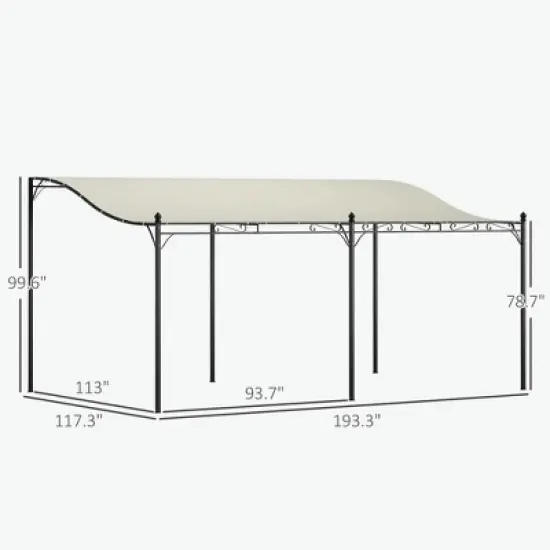 Resenkos Outdoor Garden Gazebo, Sunshade Gazebo Canopy,10' x 16' Wall-Mounted Outdoor Pergola Canopy with Drainage Holes, Cream White image {1}