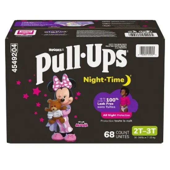 Pull-Ups Night-Time Disposable Training Pants Super Pack - 2T-3T - Girl - 68ct image {1}