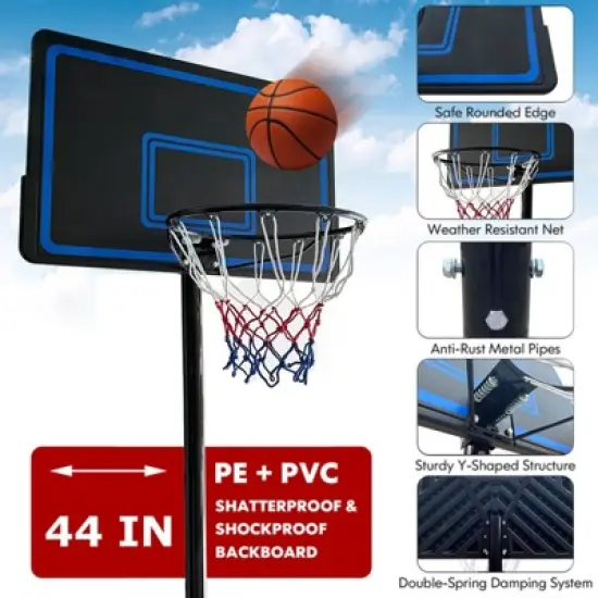 SKONYON Adjustable Portable Basketball Hoop System with 44 Inch Backboard image {3}