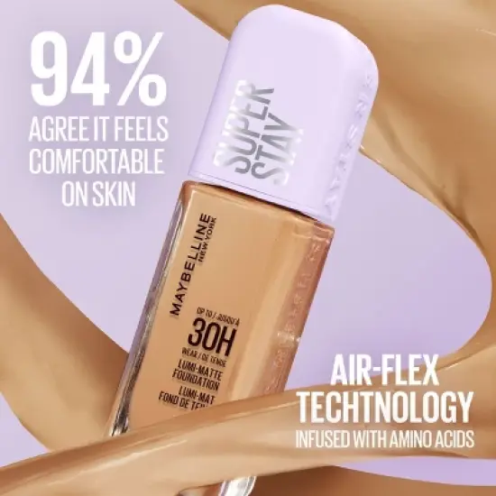 Maybelline Super Stay Up to 30HR Wear Lumi-Matte Liquid Foundation - 1 fl oz image {6}