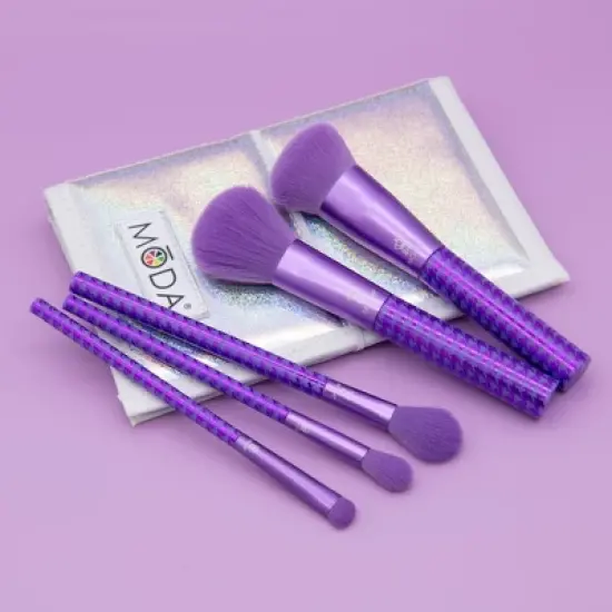 MODA Brush Keep It Classy Metallic Purple Face Flip Makeup Brush Sets- 6pc image {7}