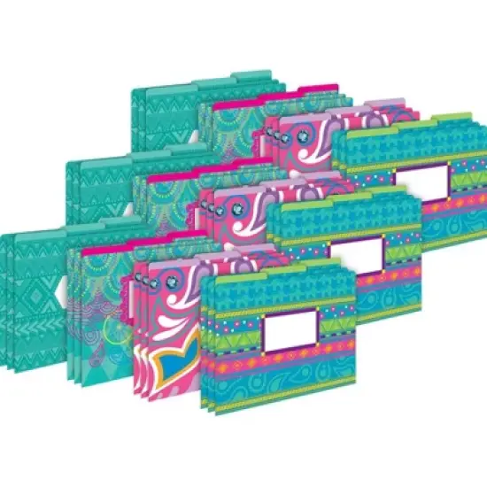 Barker Creek Bohemian 14pt Letter-Size File Folders Multi-Design Set 36 per Set: Stationery, Top Tab, 50 Sheet Capacity image {3}
