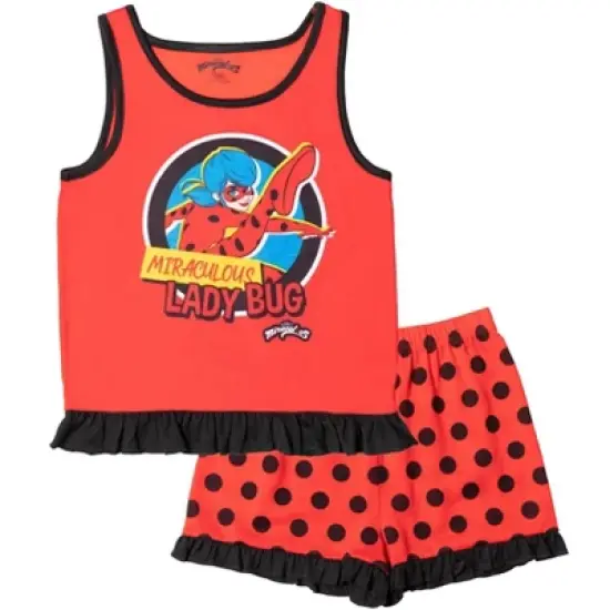 Miraculous Rena Rouge Ladybug Girls Pullover Pajama Shirt and Shorts Little Kid to Big Kid image {9}