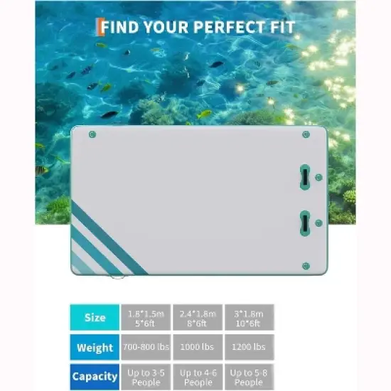 Inflatable Floating Dock, Swim Platform Thick Lake Floats, Non-Slip Air Dock Platform with Portable Bag, Floating Platform Island for Pool Beach image {3}