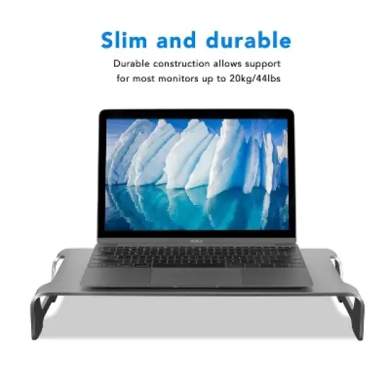 Mount-It! Aluminum Monitor Stand For iMac - Metal Monitor Stand Desktop Organizer w/ Keyboard Storage - Universal Monitor Riser For PC & Laptop image {3}