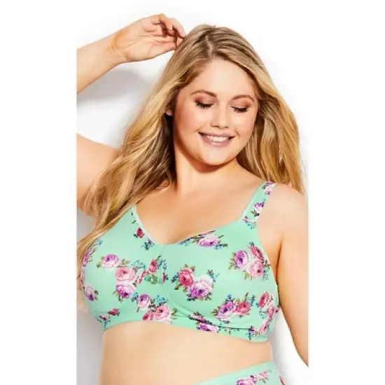 Women's Plus Size Fashion Soft Caress Bra - mint floral | AVENUE image {3}