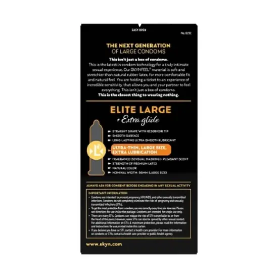 SKYN King Elite Large Extra Glide Non-Latex Condoms - 10ct image {10}