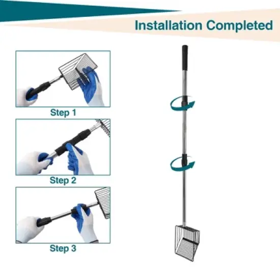 Garvee 3-in-1 Chicken Coop Cleaning Tool with Rake, Shovel & Scoop &ndash; Adjustable Stainless Steel Handle for Poultry Waste, Sand & Bedding image {6}