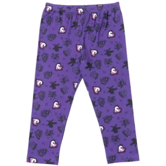 Disney Descendants Mal Evie Uma Peplum T-Shirt Capri Legging Set Grey/Purple image {3}