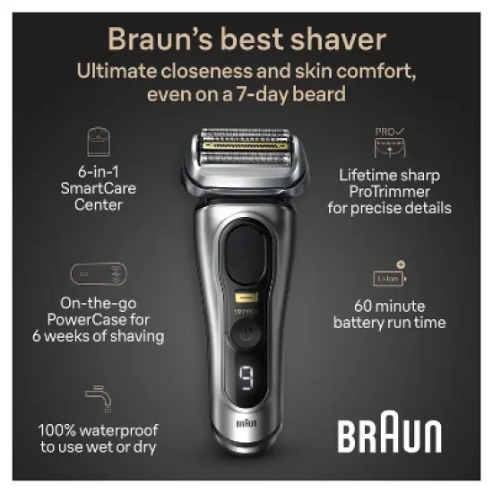 Braun Series 9 Pro + Electric Shaver 6-in-1 Smart Care Centre & Powercase image {2}