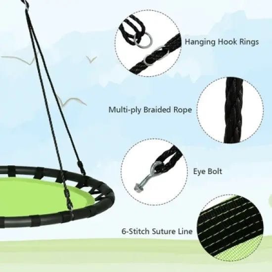 Costway 40'' Flying Saucer Round Tree Swing Kids Play Set w/ Adjustable Ropes Outdoor image {8}