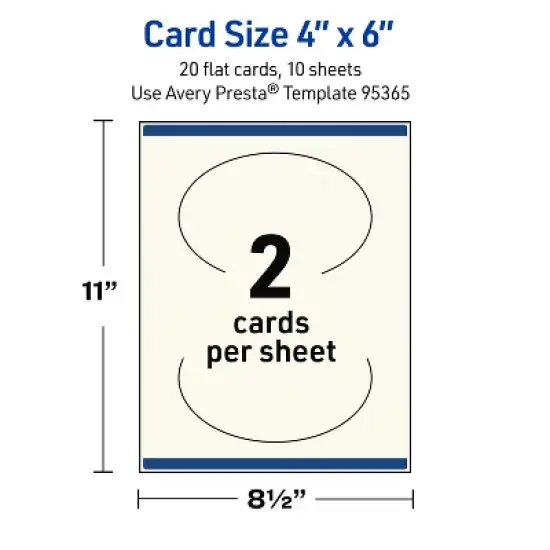 Avery Oval Flat Cards, 4" x 6", Matte Ivory, 20 Total image {4}