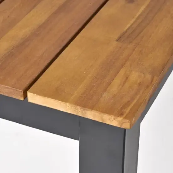 Christopher Knight Home Lorena Outdoor Acacia Wood and Resin 7 Piece Dining Set with 71" Dining Table, Black and Teak image {9}