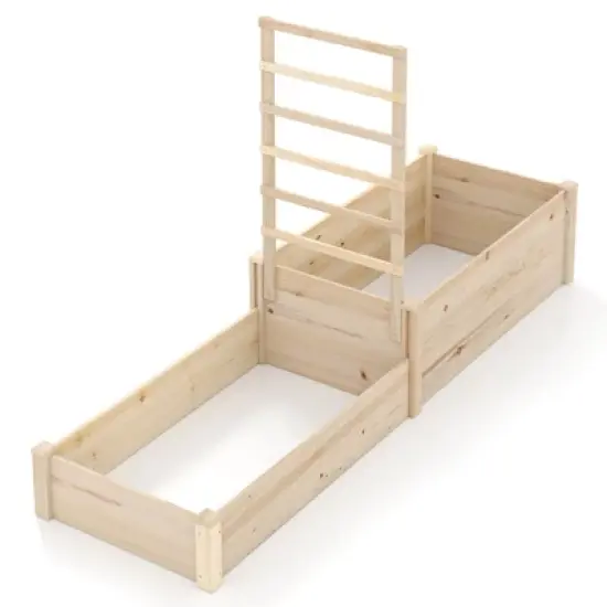 Costway 87" Raised Garden Bed with Trellis 2 Planter Boxes Open-ended Base for Patio image {9}