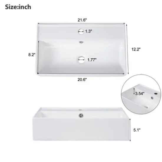 Whisen 21.6" Bathroom Vanity with Ceramic Sink, Freestanding Right Door Cabinet with Open/Closed Storage image {15}
