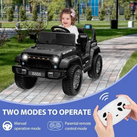 12V Kids Ride-On Truck Car, Battery-Powered Electric Vehicle with Remote Control, 3 Speeds, LED Lights, Music, MP3, USB, Bluetooth, Ages 3-6 image {1}