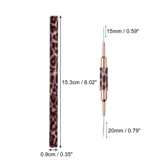 Unique Bargains Double Ended Acrylic Nail Art Brush Gel Polish Nail Art Decorations Pen Tools for Home DIY Manicure Leopard Print image {3}