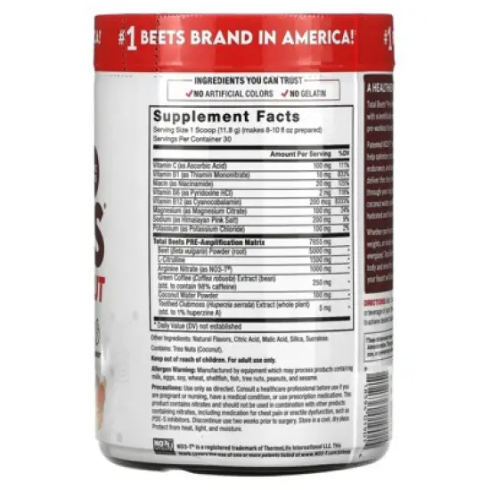 Force Factor Total Beets&reg;, Pre-Workout, Watermelon, 12.5 oz (354 g) image {1}