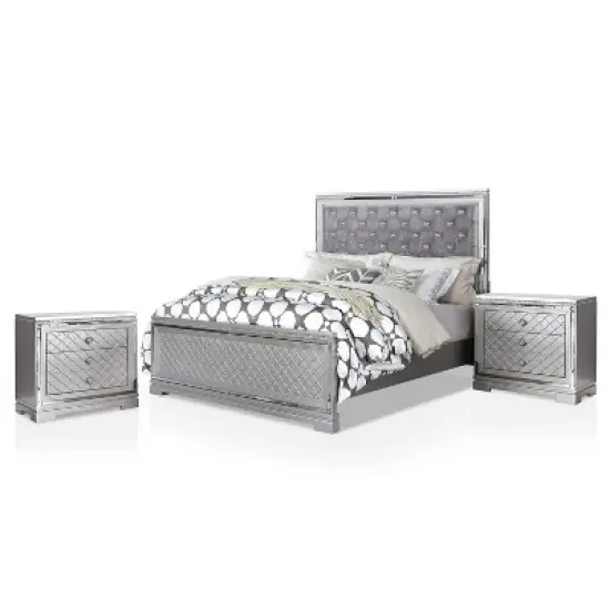 3pc Tenaya Bed with 2 Nightstands Set Silver/Gray - HOMES: Inside + Out image {16}