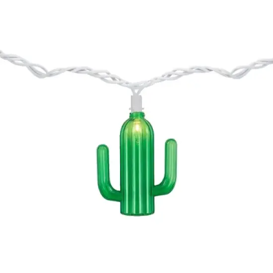 Northlight Green Cactus Patio Light Set - 6' White Wire - 10ct image {5}