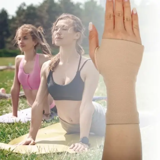Unique Bargains Pair Wrist Support Compression Sleeves Elastic Thin Wrist Brace for Women and Men image {5}