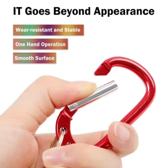 Unique Bargains Aluminum Carabiner Clip Hook with 3 Split Key Ring Chain 2.7" x 1.5" Burgundy 1 Pc image {2}