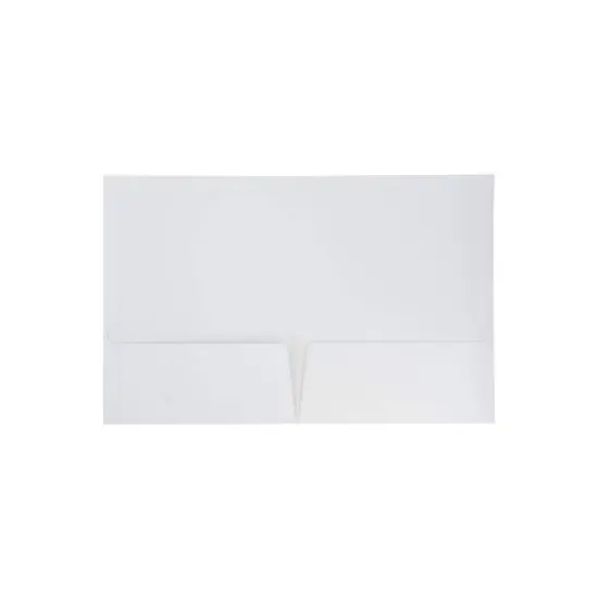 JAM Paper Laminated Two-Pocket Glossy Presentation Folders White 103489D image {1}
