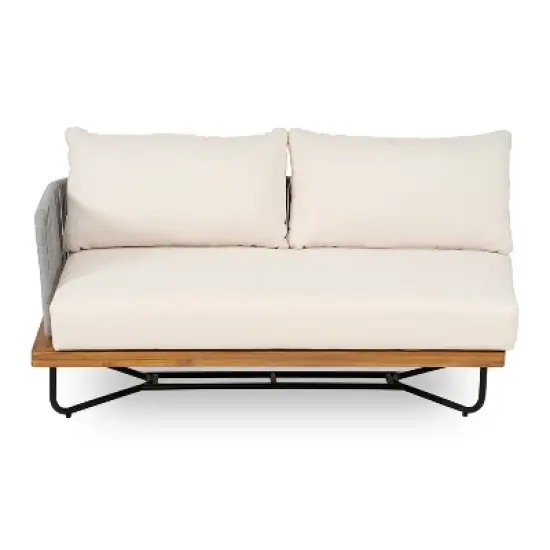 Christopher Knight Home Lucca Outdoor Acacia Wood Rope Woven Left Arm Sectional Sofa image {1}