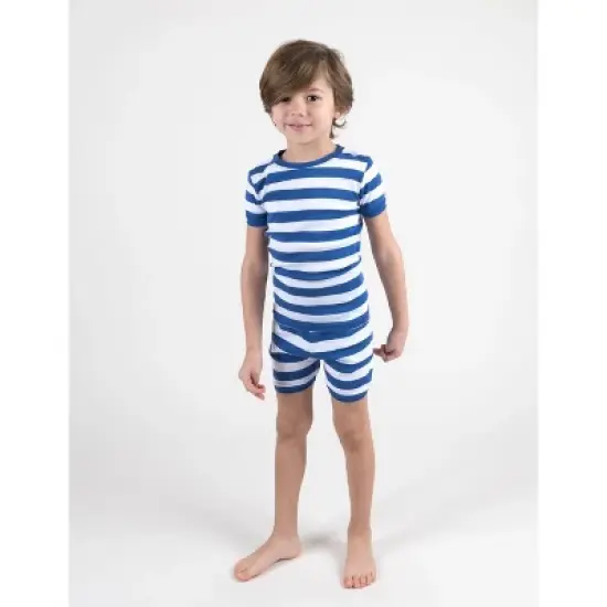 Kids Short Sleeve Striped Cotton Pajamas   image {1}