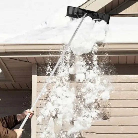 Costway 20 FT Aluminum Snow Roof Rake Adjustable Sectional Snow Removal Tool image {2}