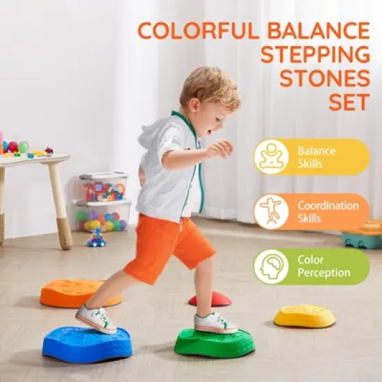 VEVOR Balance Stepping Stones for Kids, 5 PCS, Up to 220 lbs, Non-Slip Toddlers Sensory Stepping Stones, Toys for Children Aged 3 4 5 6 7 8+ image {2}