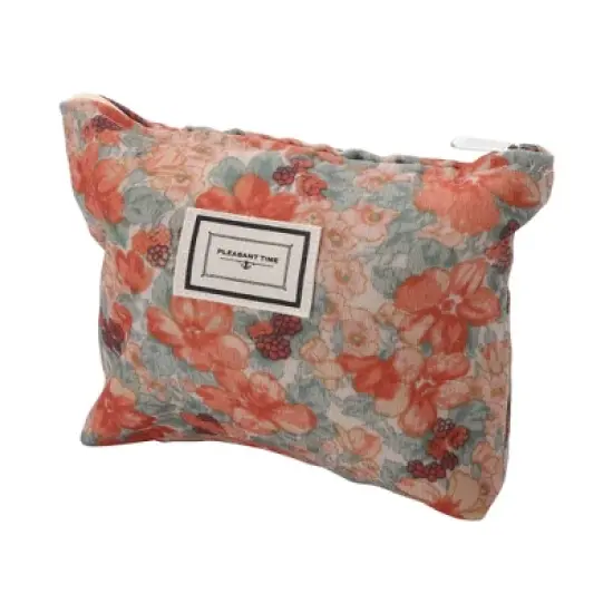 Unique Bargains Orange Flower Makeup Bag Orange 1 Pc image {5}