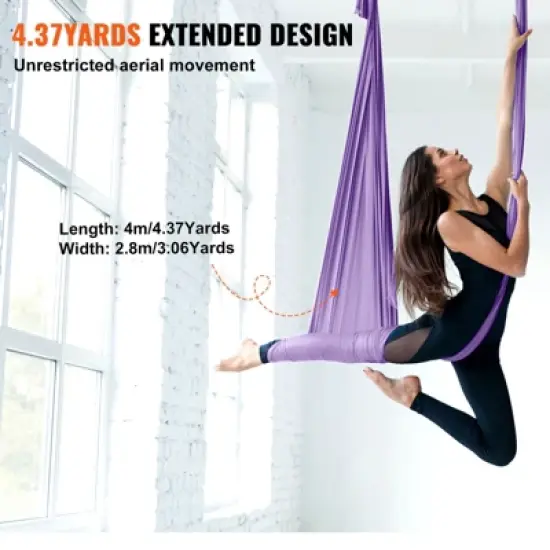 VEVOR Aerial Yoga Hammock & Swing, 4.4 Yards, Yoga Starter Kit with 100gsm Nylon Fabric, Full Rigging Hardware and Easy Set-up Guide image {4}