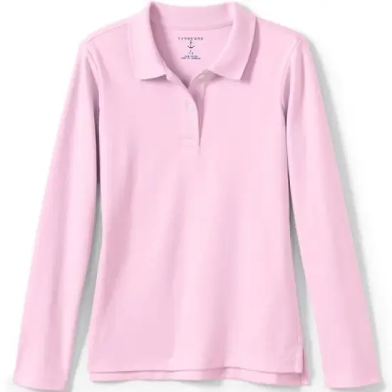 Lands' End School Uniform Girls Long Sleeve Feminine Fit Interlock Polo Shirt image {4}