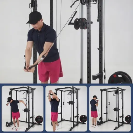 2000LB Power Cage with Dual Pulley System - 5-In-1 Squat Rack, Pull-Up Station & Dip Bars | Space-Saving Home Gym image {5}