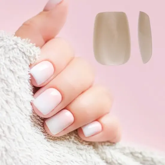 Unique Bargains Women's Full Coverage Fake Nails XS Gray Pink 1 Pc image {3}