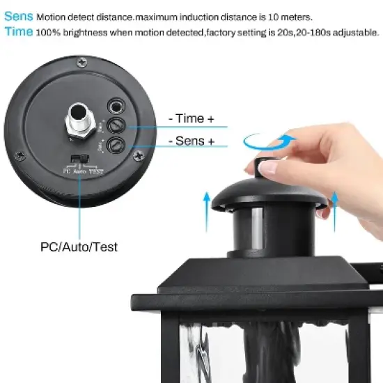 Cedar Hill 11 in. Black Motion Sensor Dusk to Dawn Outdoor Wall Sconce image {3}