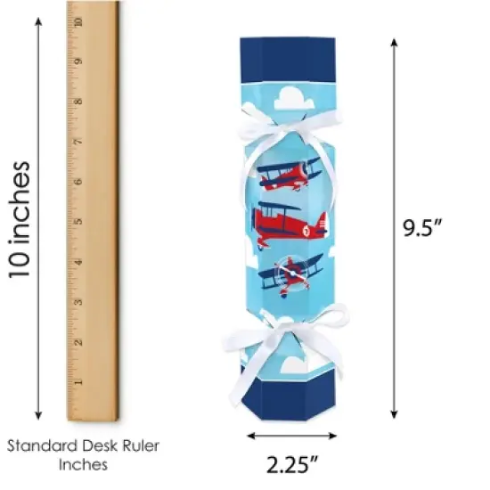 Big Dot of Happiness Taking Flight - Airplane - No Snap Vintage Plane Baby Shower or Birthday Party Table Favors - DIY Cracker Boxes - Set of 12 image {6}