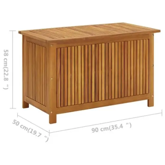 vidaXL Patio Storage Box 35.4"x19.7"x22.8" Solid Wood Acacia image {3}
