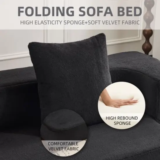 Ebern Designs Transformable Sectional Sofa with 3 Ottoman Stools - Supportive Polyester Fold-Out Bed, Compact Polyester Lounger for Small Spaces Home image {5}