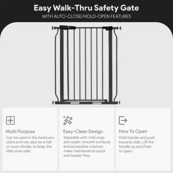 BalanceFrom Walk Thru Safety Gate for Baby and Pets, Doorways, Stairways, Hallways, Fits 29.1-33.8 Inch Openings, 36 Inch Height, Graphite image {2}