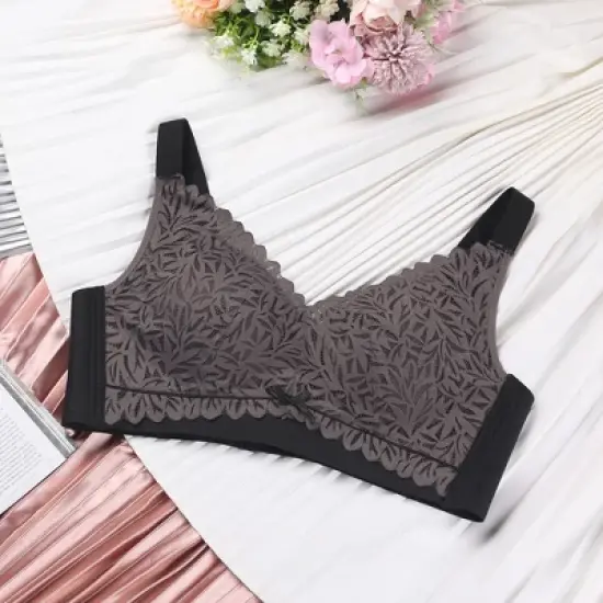 Agnes Orinda Women Plus Full Coverage Lace Soft Cup U Back Adjustable Strap Wireless Bras image {2}