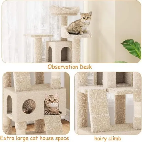 Tall Cat Tree Tower for Large Indoor Cats, Multi-Level Condo with Plush Perch & Sisal Posts image {2}