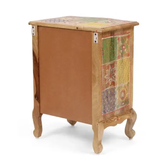Ailey Handcrafted Boho Mango Wood 3 Drawer Nightstand Natural - Christopher Knight Home image {5}