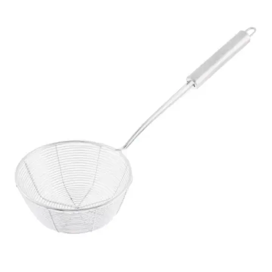 Unique Bargains Kitchenware Stainless Steel Strainer Sieve Ladle Sifter Scoop 5.3'' Dia Silver Tone image {4}