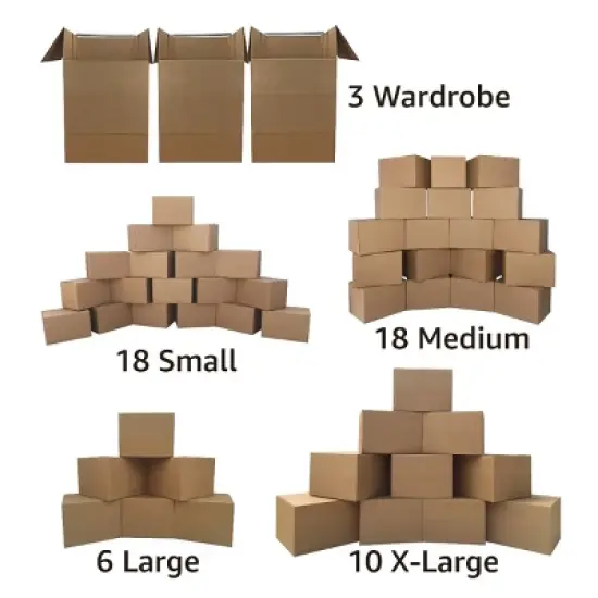 UBMOVE Wardrobe Moving Kit #5 with Medium, Large, XL Boxes 3 Shorty Wardrobes, and Packing Supplies image {2}