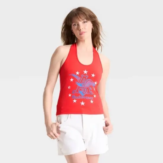 Women's Budweiser Halter Graphic Tank Top - Red image {3}
