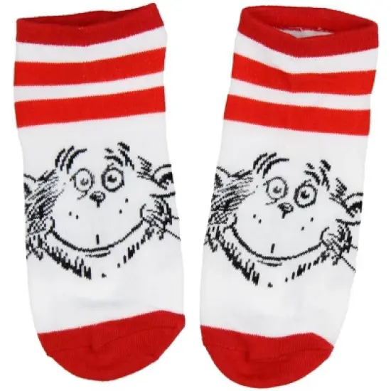 Dr. Seuss Thing 1 And Thing 2 Adult 3 Pack Ankle Socks Red image {3}